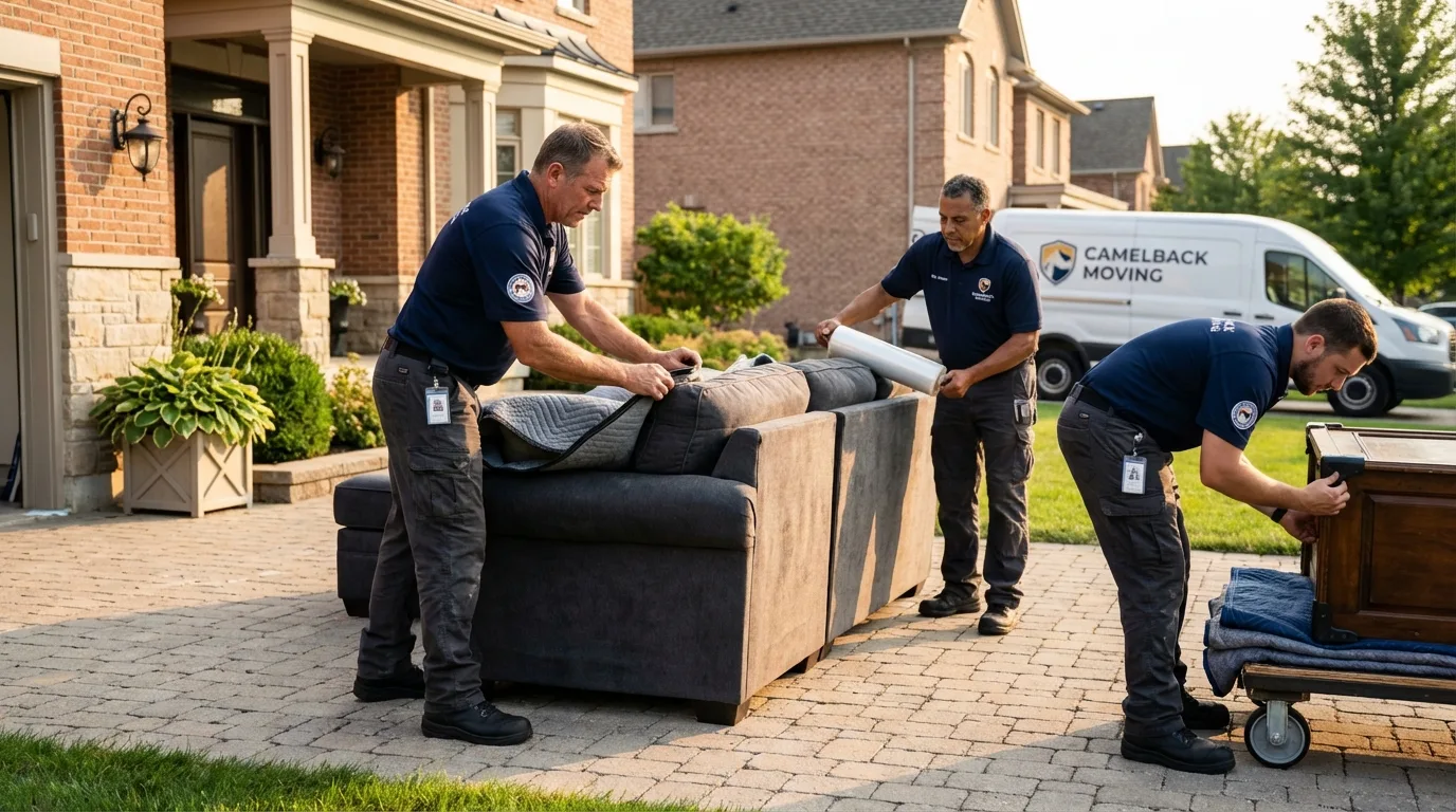 Large estate moving crew wrapping furniture in Burns Flat, OK
