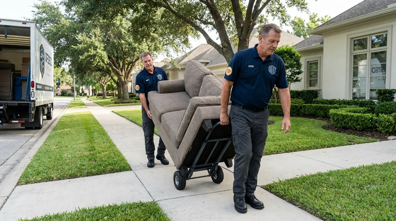 Local residential moving crew loading furniture in Burns Flat, OK